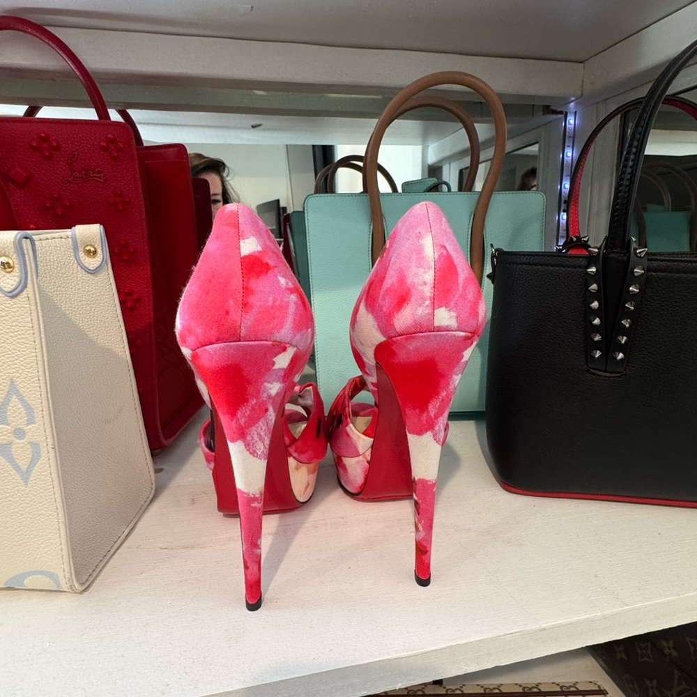 Christian Louboutin Vibrant Pink and White Heels